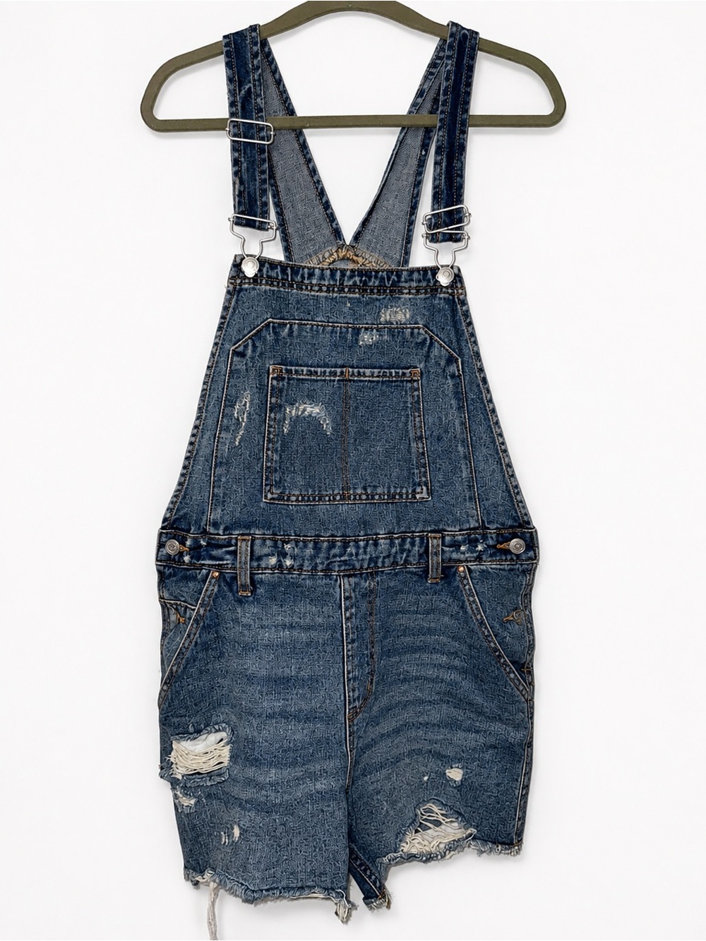Wild Fable Women’s Medium Distressed Denim Short Overalls Romper 100% Cotton